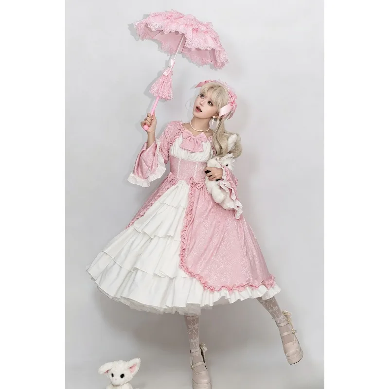 2026 Vintage Gothic Lolita Dress Square Collar Corset Bowknot Medieval Rococo Steampunk Retro Princess Party Gown Costume