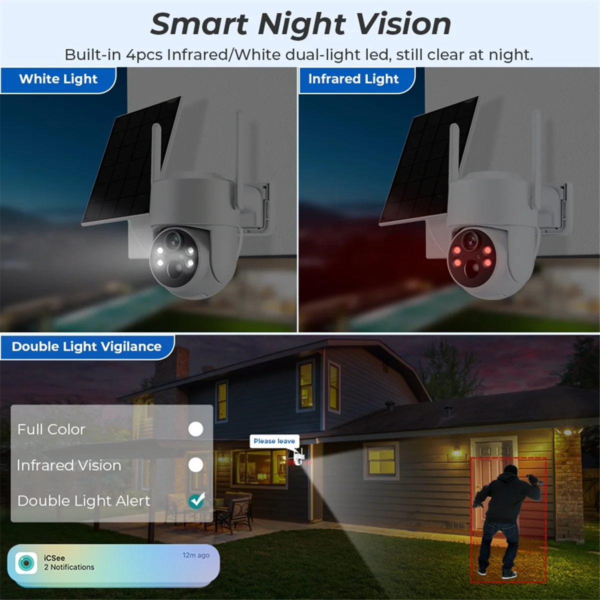 Efficient 4MP WiFi Camera PTZ Outdoor Night Vision IP Camera Human Detect iCSee