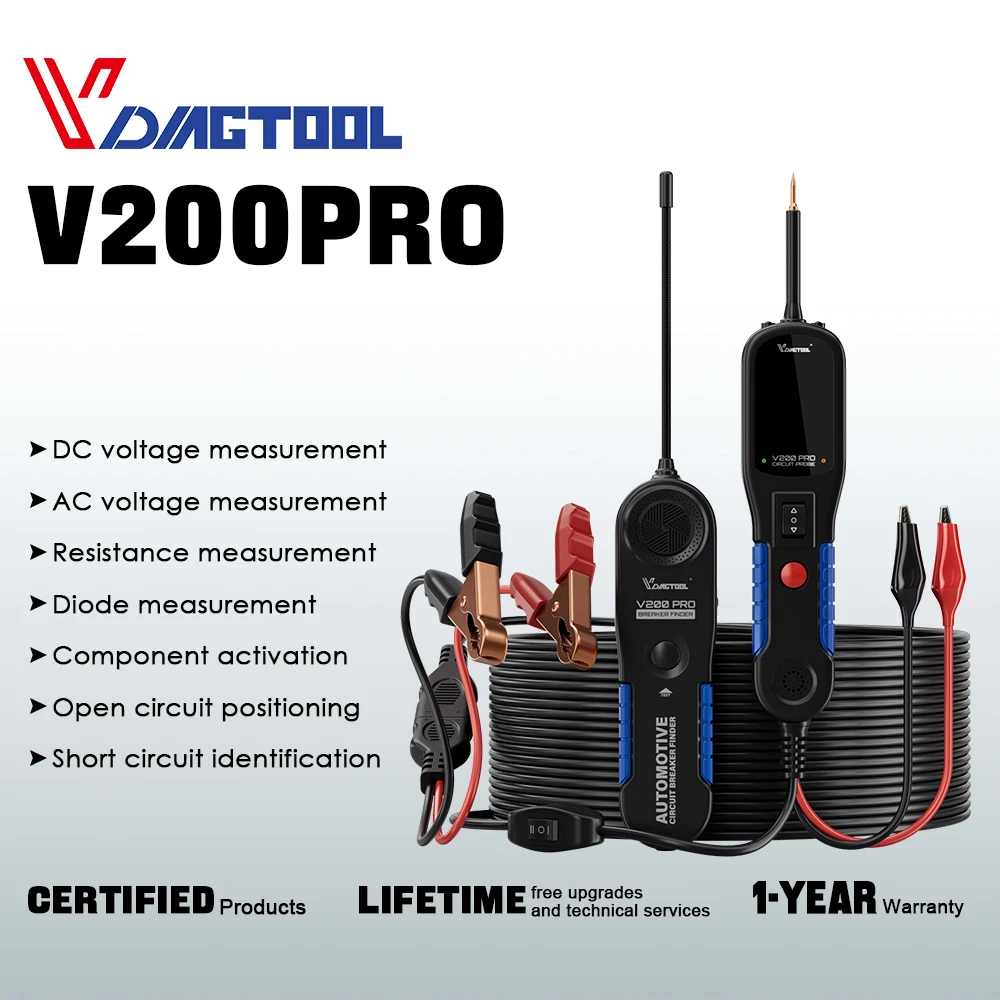 

VDIAGTOOL V200pro Electric Circuit Tester Service For Checking 12v/24v Vehicle Batteries And Cigarette Lighter Power Supply