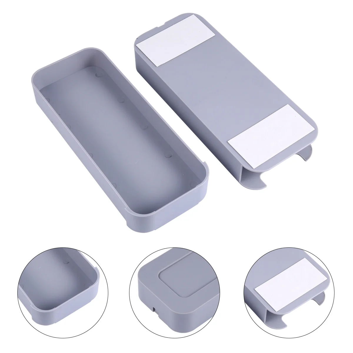 Abs Plastic Drawer Style Storage Box Hidden Adhesive Pen Organizer Under Table Desktop Space Saving Compact Stationery Holder