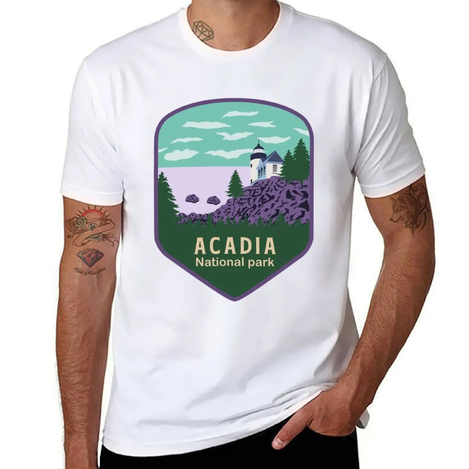 

Acadia national park T-Shirt cotton t shirts man 100% black cotton t-shirt plain for man package T-Shirt