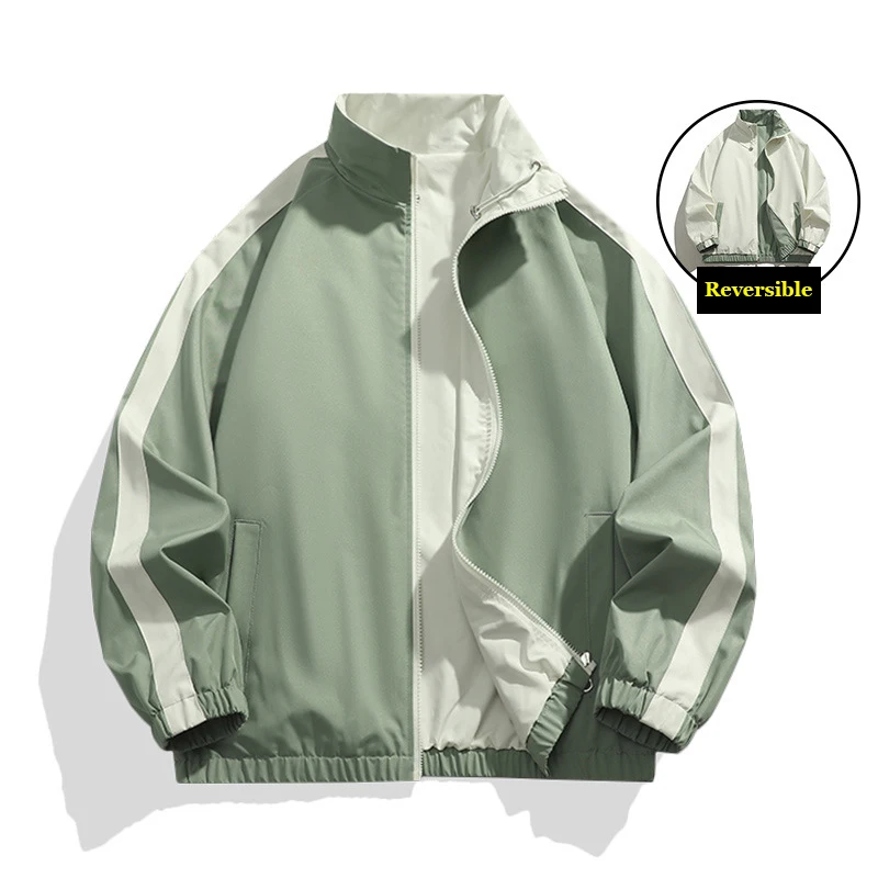 

New Outdoor Windproof Jackets Men Splashproof Double-Sided Coats Autumn Thin Reversible Jackets Outdoor Climbing Couple Coat