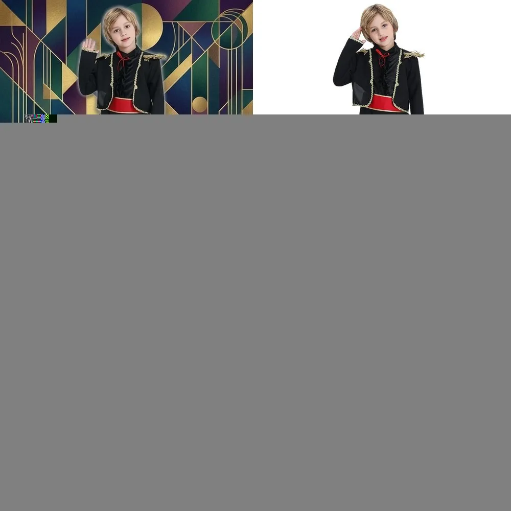 

Spanish Dancer Costume for Boys Matador Cosplay Outfit Kids Traditional Dance Top Pants Set Halloween Carnival Party Role Play