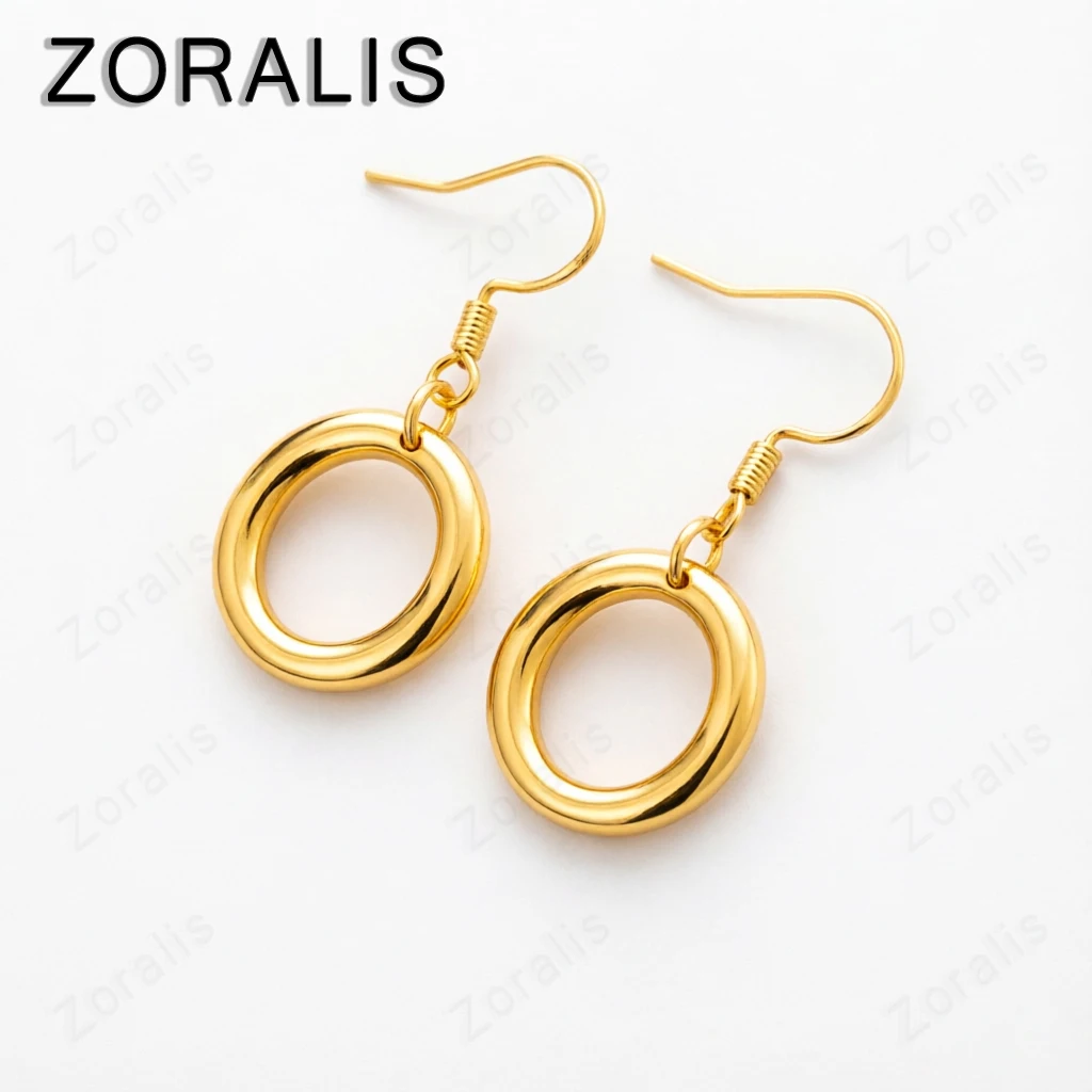 

New Arrivals 18K Gold Simple Smooth Circle Drop Earrings For Women Party Wedding Holiday Gifts America Charm Jewelry