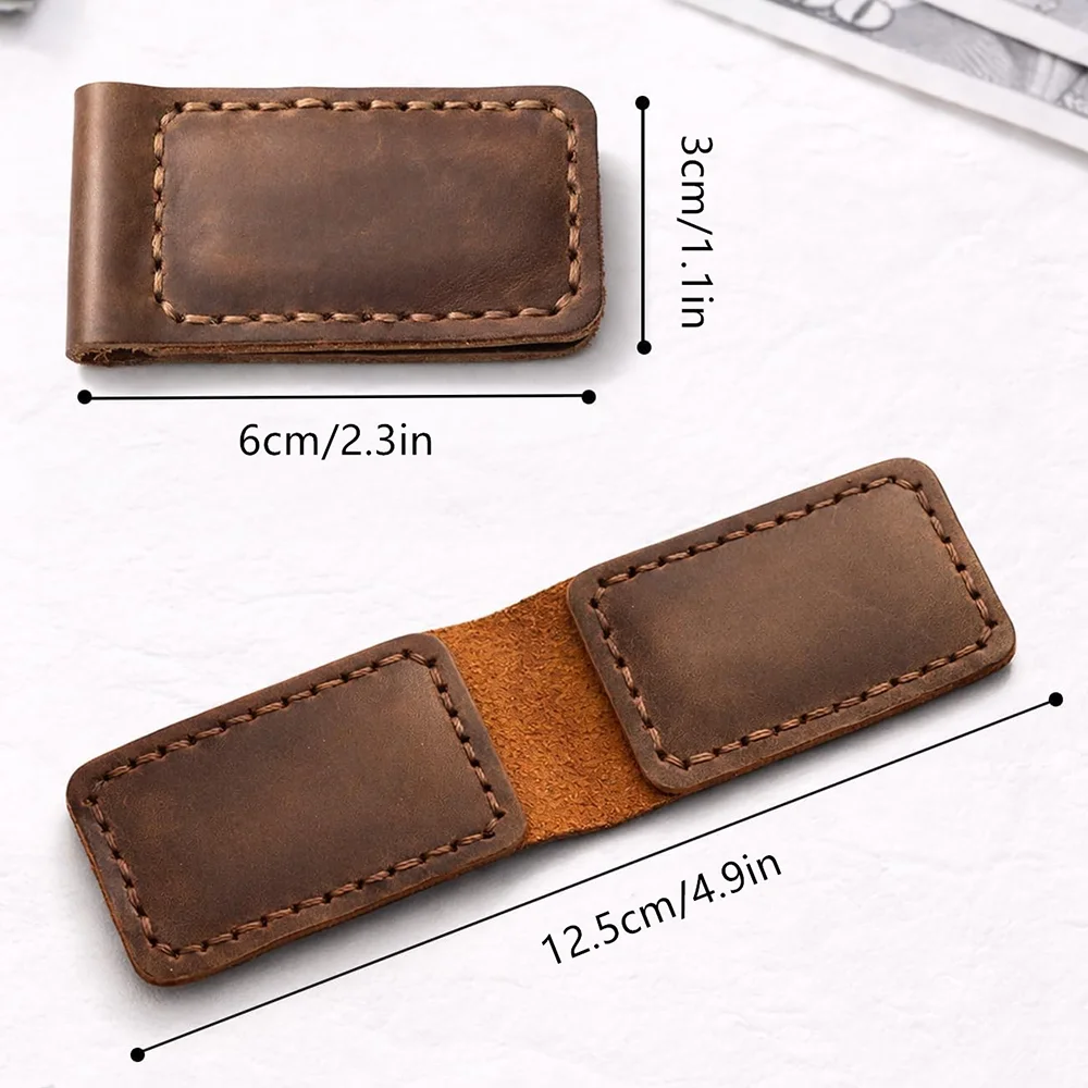 Schlanker magnetischer Geldclip aus PU-Leder, Visitenkartenhalter für Herren – Detail 2