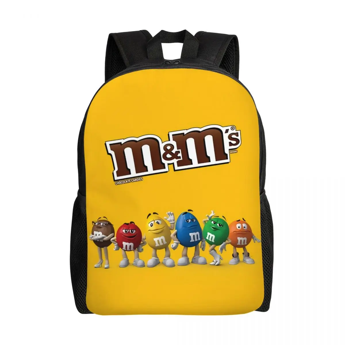 

M&M's Chocolate Beans Backpacks for Men Women College School Student Bookbag Fits 15 Inch Laptop Cartoon Candy Chocolate Bags