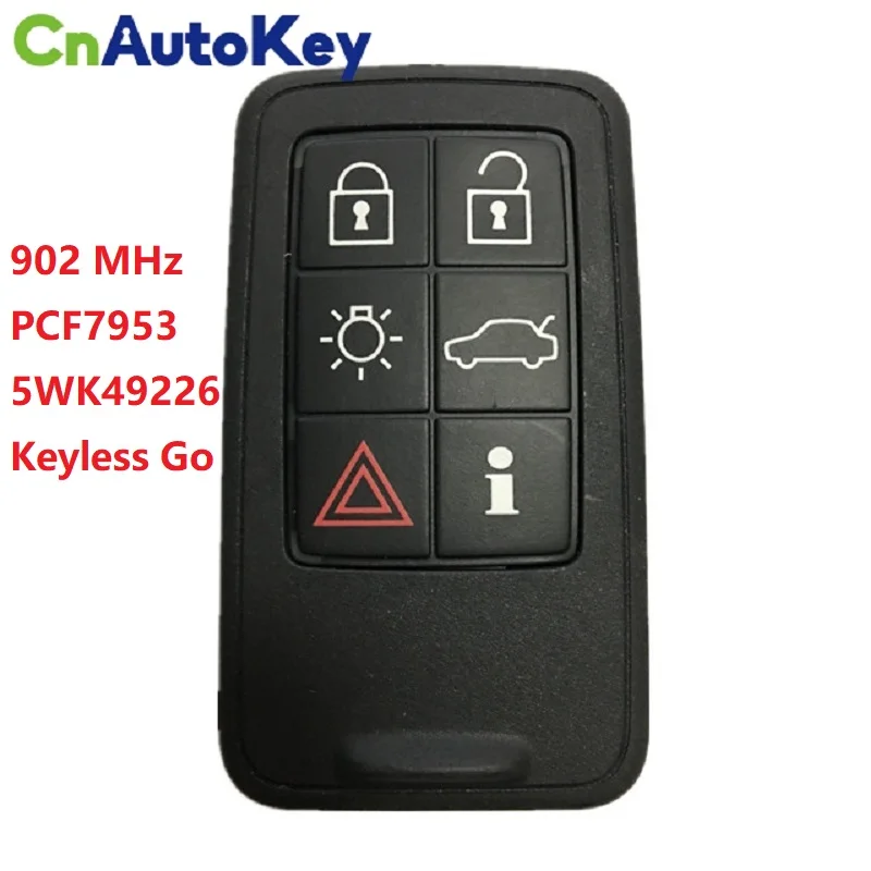 CN050004 Aftermarket 6 przycisków Auto inteligentny klucz dla 2007-2018 Volvo V XC 60 XC 70 S60 pilot zdalnego sterowania 902MHz PCF7953 Chip FCC