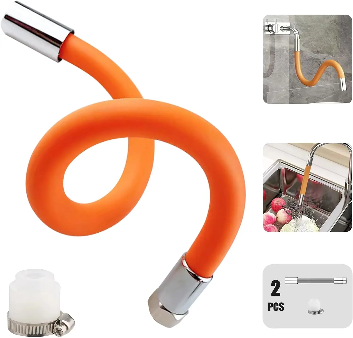 Faucet Extension Tube,360 Degree Rotatable Extender Hose,Bendable,Shapable,Flexible Water Tap Pipe,for Kitchen,Bathroom,Garden