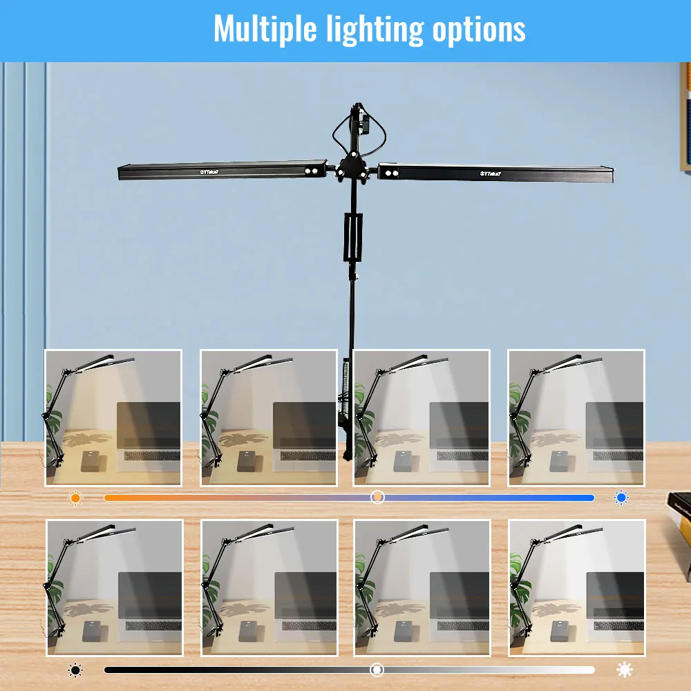 Neue LED-Schreibtischlampe mit Klemme, Schwenkarm, Schreibtischlampe, dimmbare, augenschonende Schreibtischleuchte mit 10 Helligkeitsstufen, 3 Beleuchtungsmodi – Detail 12