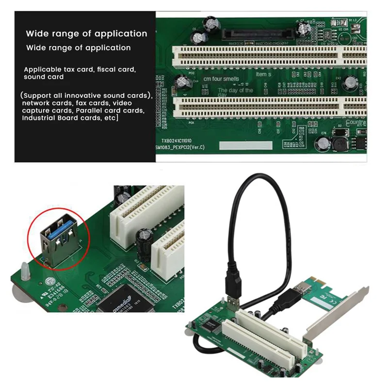 Desktop PCI-Express PCI-E to PCI Adapter Card PCIe to Dual Pci Slot Expansion Card USB 3.0 Add on Card Convertor