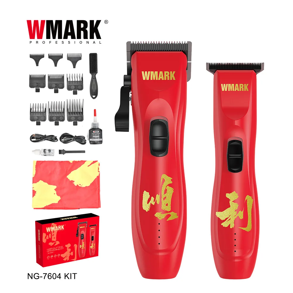 

WMARKNG-7604 Набор для стрижки и моделирования волос - Комплект из 2 предметов - Керамическая режущая головка - Долговечная аккумуляторная машинка для стрижки волос - Специальная