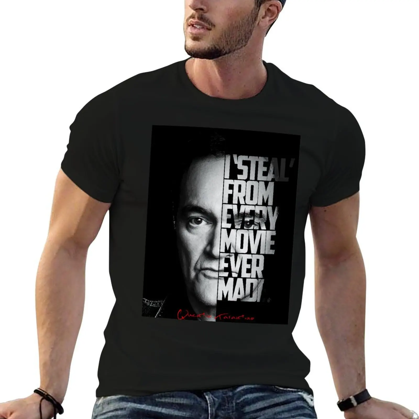 black-and-white-quentin-tarantino-quote-poster-t-shirt-sports-casual-short-sleeve-cotton-tee