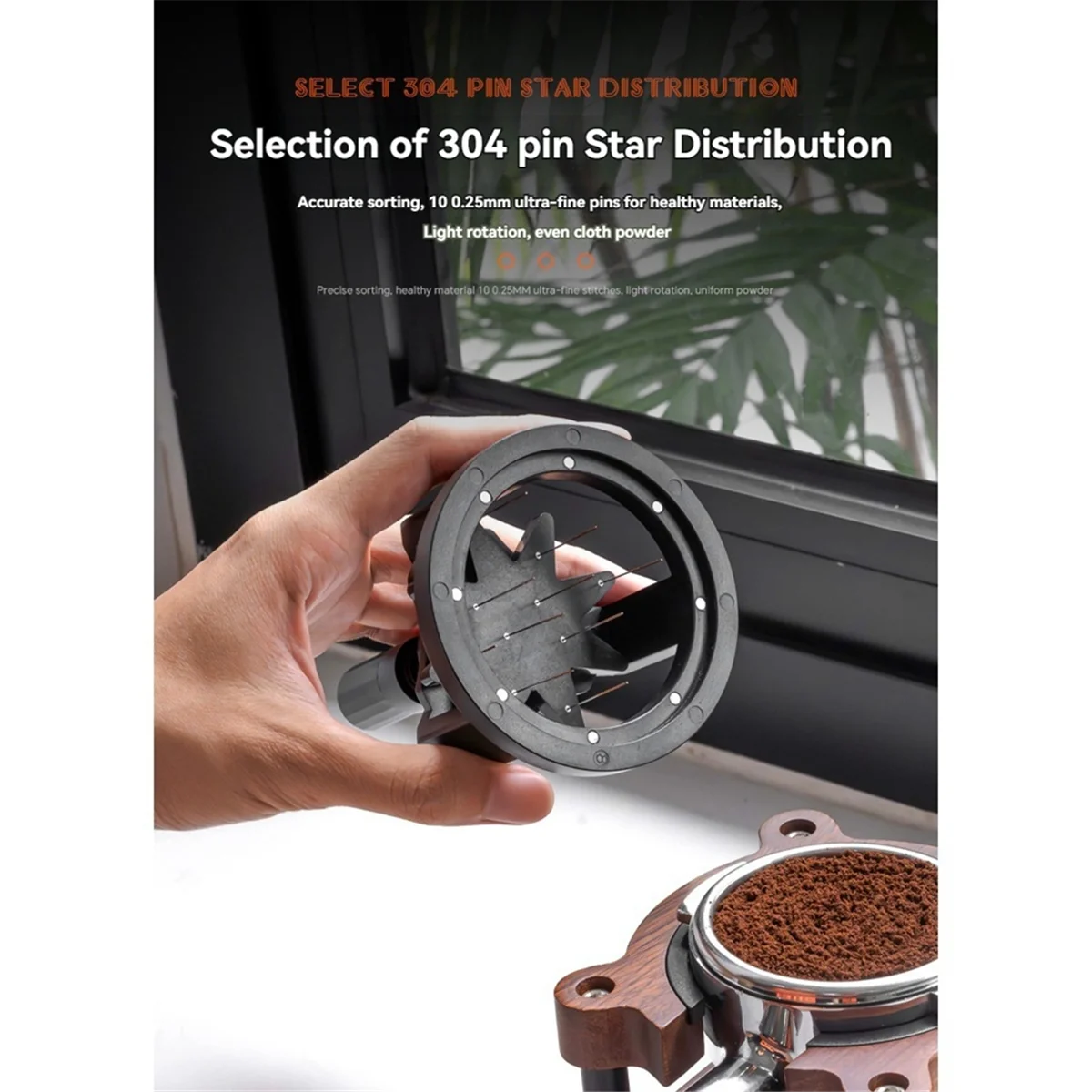 WDT Tool Espresso Coffee Stirrer Distributor Adjustable Depth Espresso Stirrer Tool Rotary Coffee Powder Needle 53mm