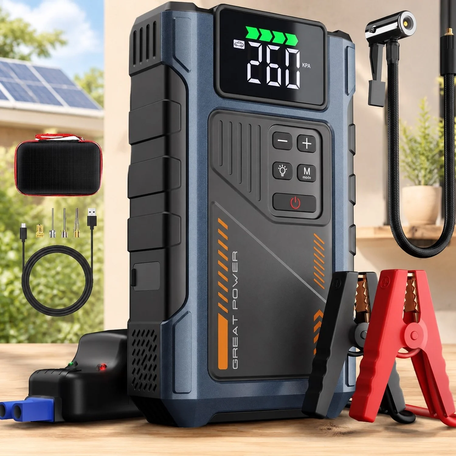 Portable Air Compressor Jump Starter Combo - Chargeur de batterie de voiture et
