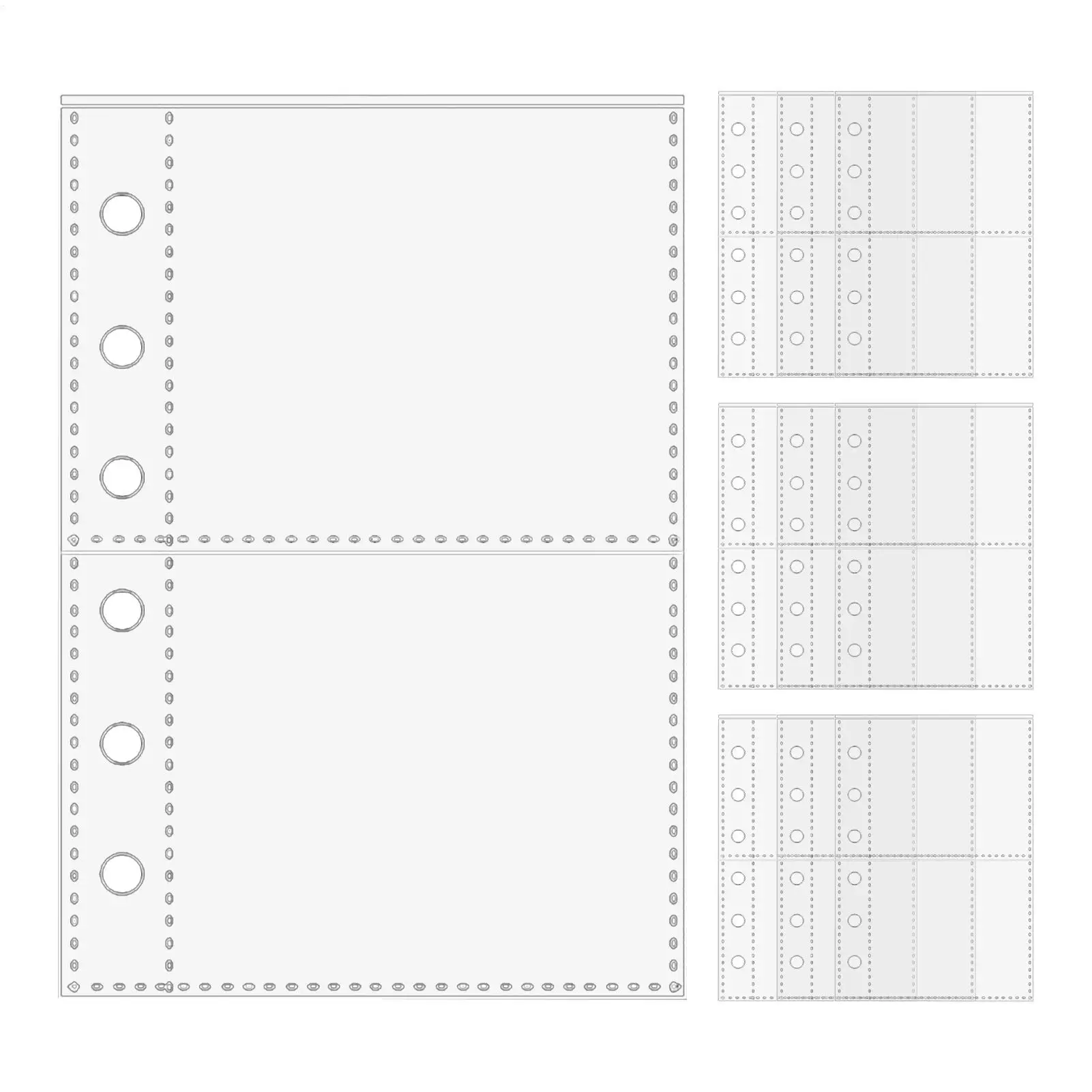 10pcs A7 6-Ring Binder Replacement Card Pages Card Protector Sleeves Sticker Book Transparent/Frosted Pages Replacement binders