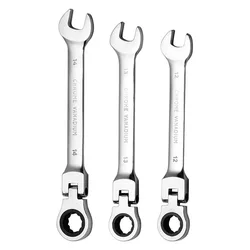 6-16mm Flex Head Ratchet Wrench Metric Ratcheting Combination Wrench Key Wrench Hardware Hand Tool 72-Teeth Nickel Plating