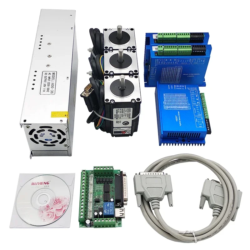 3 Axis 2N.m Nema23 CNC Kit Servo Encoder Motors Nema 23 Closed Loop Stepper Motor With Driver Controller Kit