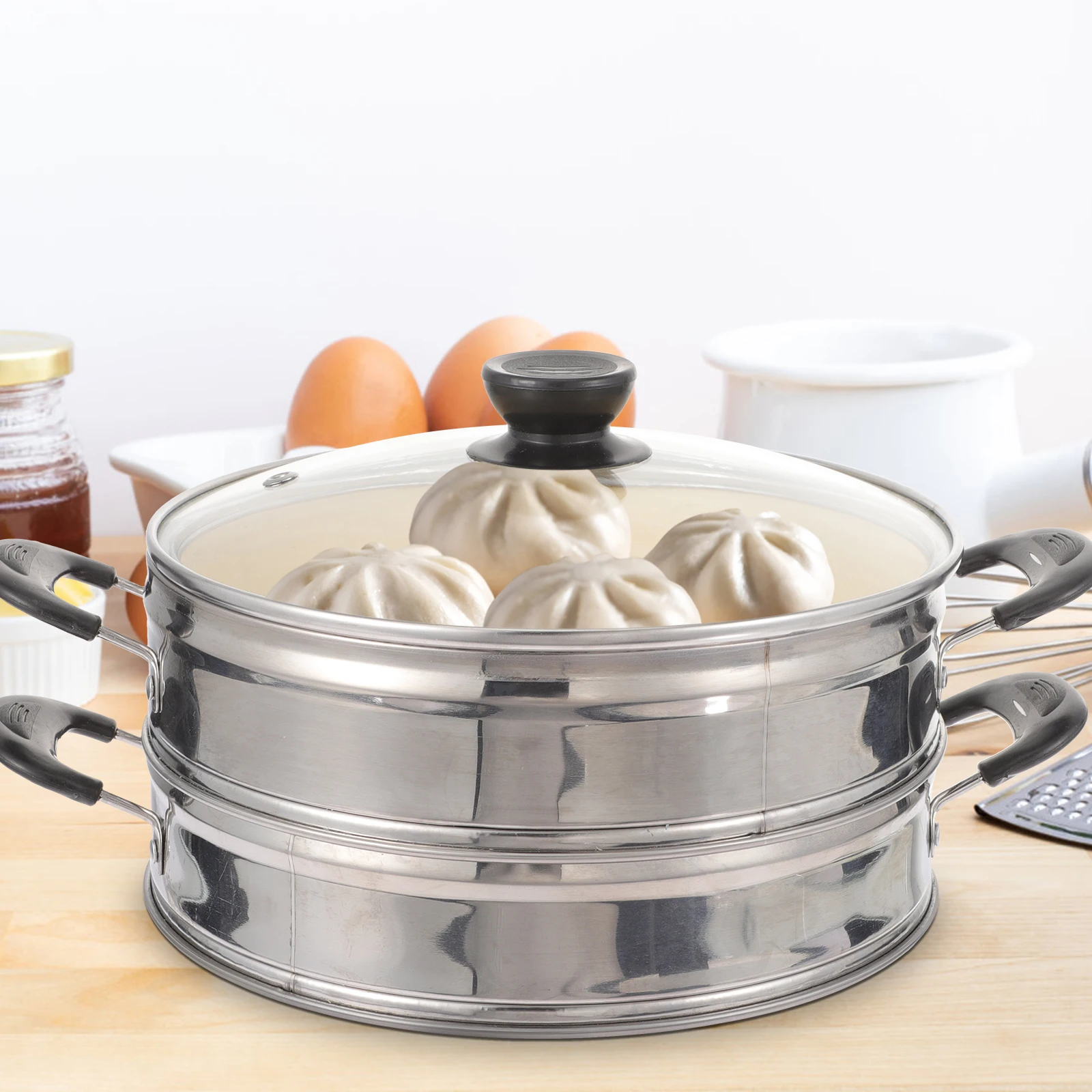 

Bamboo Steamer Non-stick Basket Stainless Steel Pot for Cooking Food Multipurpose Accessories