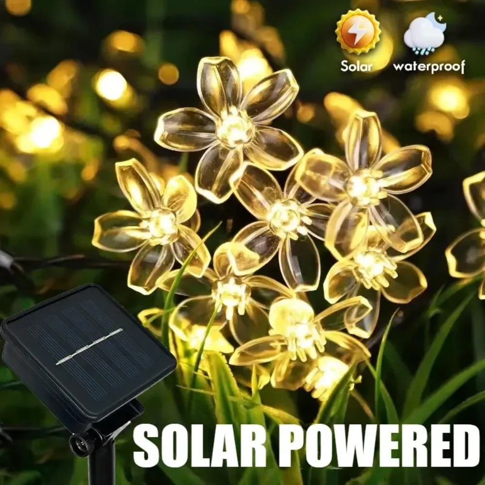 

LED Sakura Solar Lights Outdoor Waterproof Cherry Blossom String Lamp Home Garden Birthday Party Ornament Decoration Lighting
