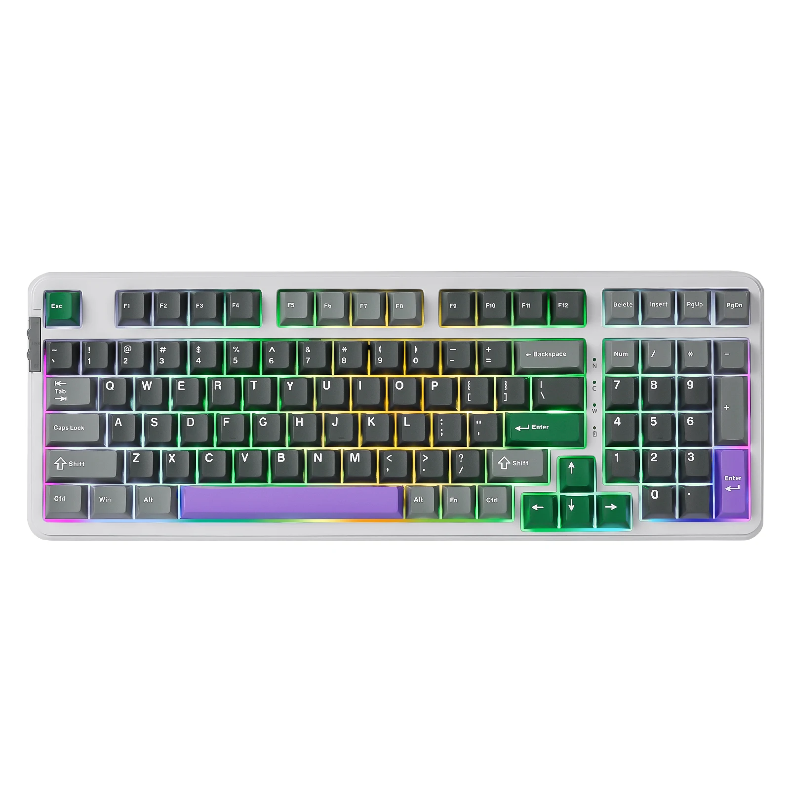 teclado de jogos mecanico com numpad cinza sem fio bluetooth junta hot swappable rgb backlight personalizado yunzii b98 01