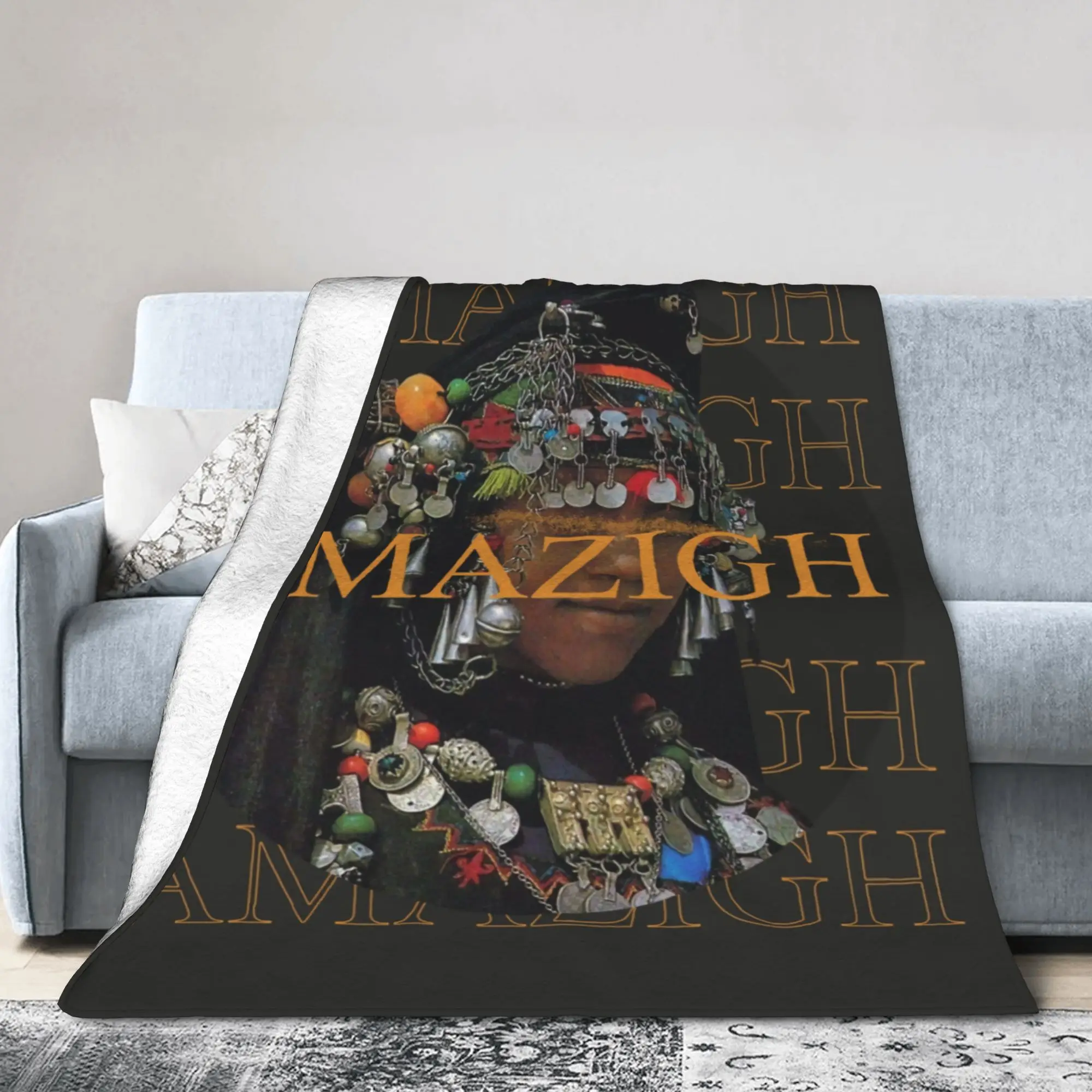 Custom Amazigh Souss Culture OF Amazigh Morocco Agadir Imazighen Blankets Warm Flannel  Throw Blanket for Bedding Travel Sofa
