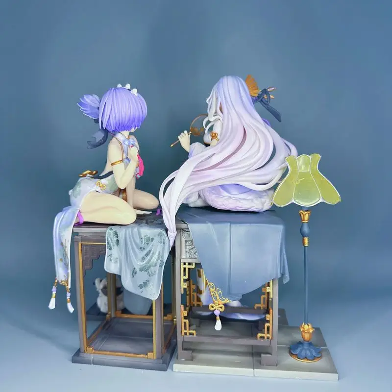 Ming'Erwu Re: Zero 중국 스타일 피규어 Emilia Rem Cheongsam 장면 모델 2D Guofeng 애니메이션 피규어 동상 Collectible Toys Gifts