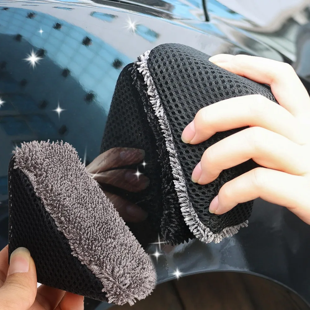 Triangle Car Cleaning Sponge Wipe Microfiber Car Interior Leather Tire Polishing Waxing Towel Cloth Sponge Home Car Gap Brush