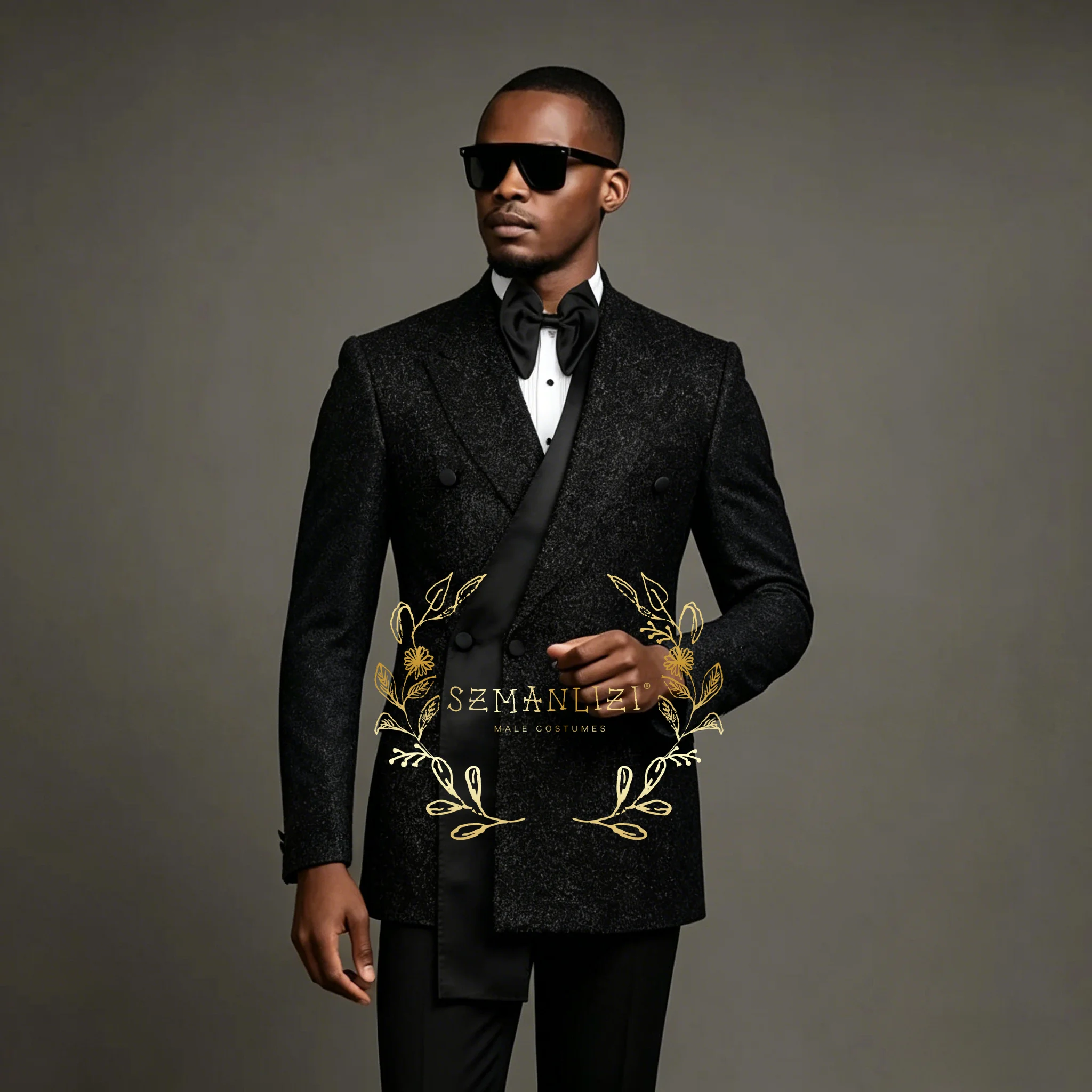 Latest Design Formal Groom Tuxedos Shiny BlackDouble Breasted Men Suits For Wedding Male Party Dress Costume Homme  jacket+Pant