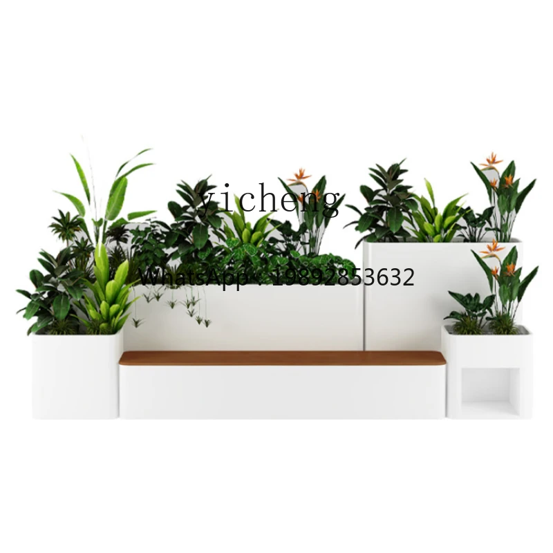 Square Flower Box Outdoor Park Flower Box Planter Combination Customized Plastic Wood