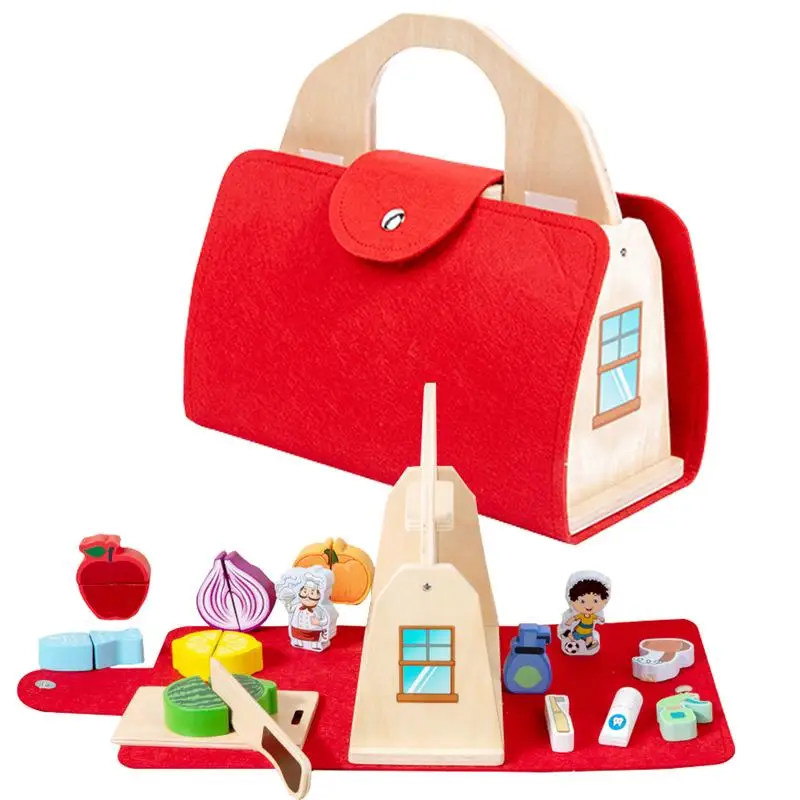 

Cooking Toys Wooden Kids Cooking Toy Portable Playhouse Pretend Set Food Toys Educational Enlightenment Toy Wooden Kitchen Toy