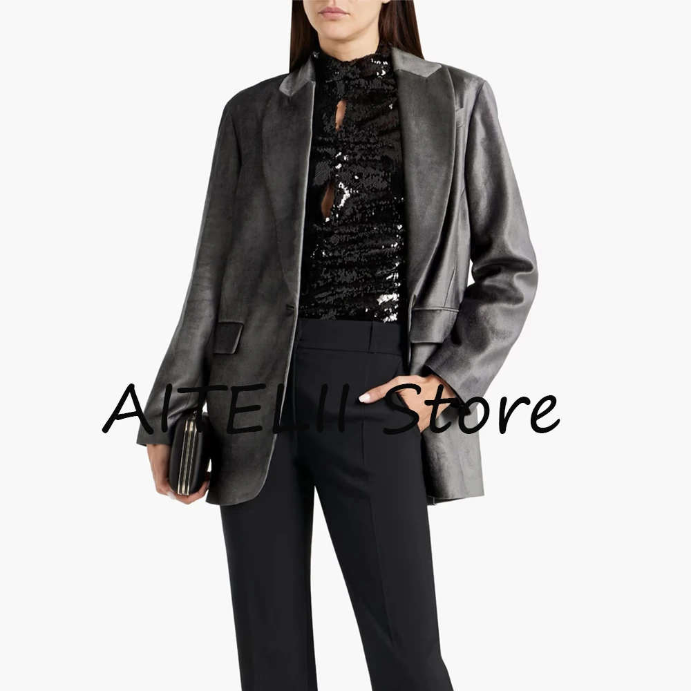 New in Coats and Jackets Women’s Women's Velvet Jacket Traf Coat With Long Sleeves Autumn New Products Female Suit Mantel & Lady