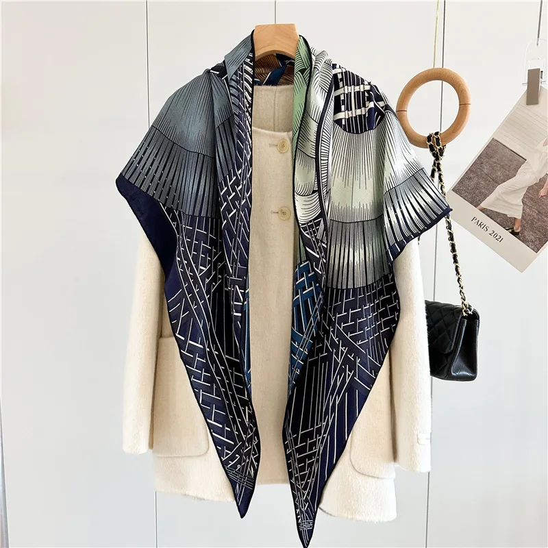 Luxury Wool Scarves Wraps Triangle Wool Shawl Cape Coat Poncho Double Sided Printing