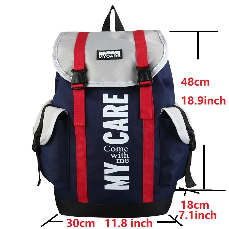 Mochilas De Hombre Femininas Korean Version Color-Blocked Punk Backpack Fashion Casual Teen School Bag Outdoor Travel Backpack