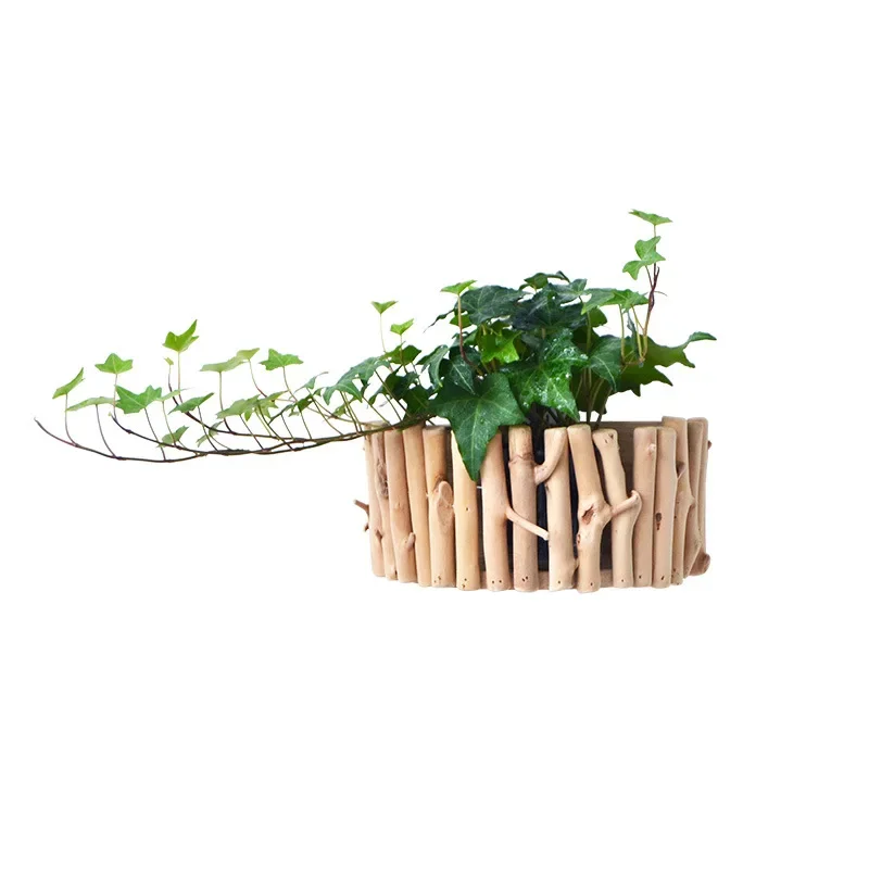 

Wooden vase wall decoration potted plants creative and simple living room flower utensils semi-wall-mounted flower utensil