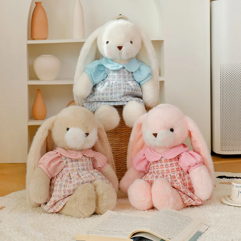 Cute Soft Princess Daughter Bunny Plush Toys Kawaii Stuffed Animal Rabbit Doll Baby Accompany Sleeping Pillow for Girls Gifts