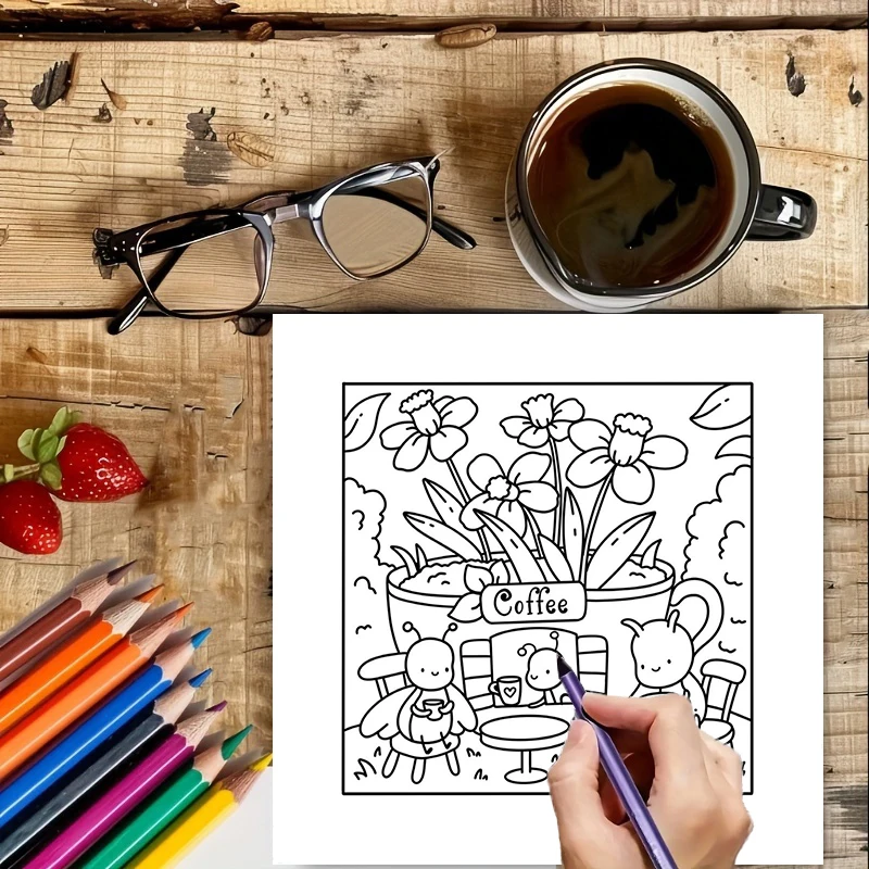 Libro para colorear estilo Cutie de 28 páginas para adultos |   Libro para colorear, útiles de dibujo para Navidad, Acción de Gracias