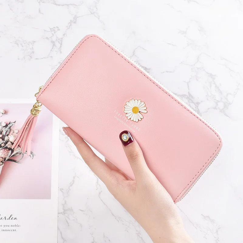 Wallet women's long Little Daisy handbag 2021 new zipper wrist band small fresh large capacity mobile phone bag women