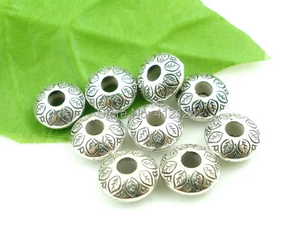 300Pcs Silver Tone CCB Plastic Flat Spacers European Beads Fit Charm Bracelet Snake Chain Jewelry Component 14x6mm