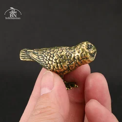 2025 NEW autumn Solid Brass Owl Miniature Figurines Retro Copper Animal Tea Pet Desktop Ornament Decor Crafts Christmas Gifts