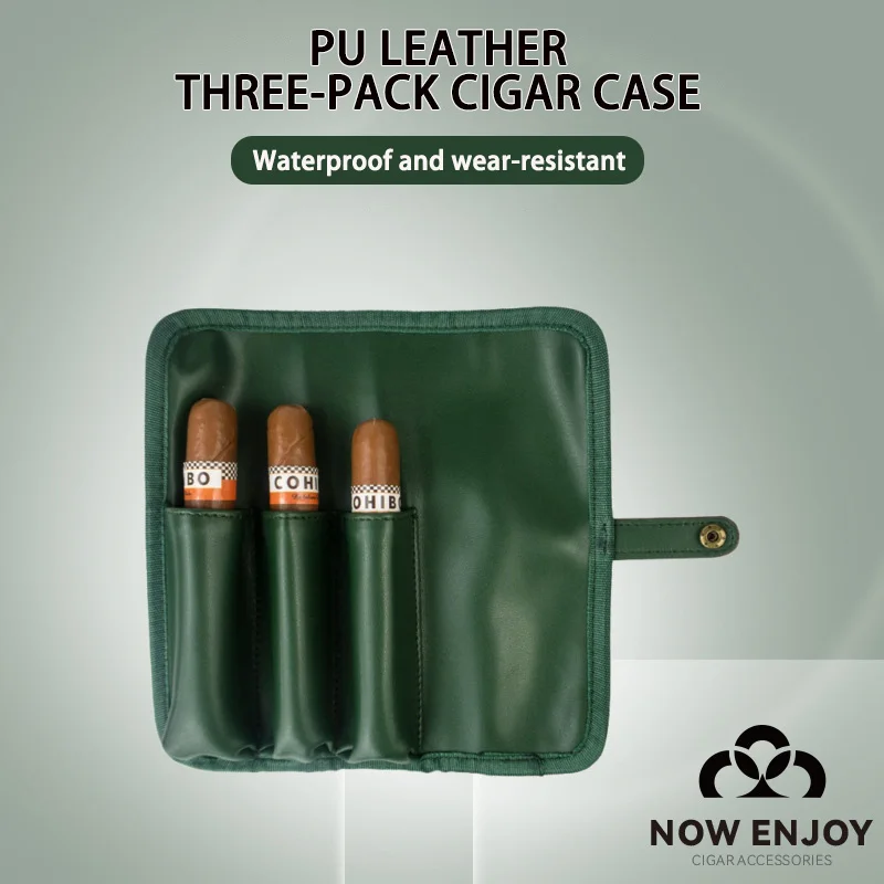 

Portable Three-pack cigar case PU Leather Case Storage Bag Waterproof and Wear-resistant Business Gift Smoking Accessories