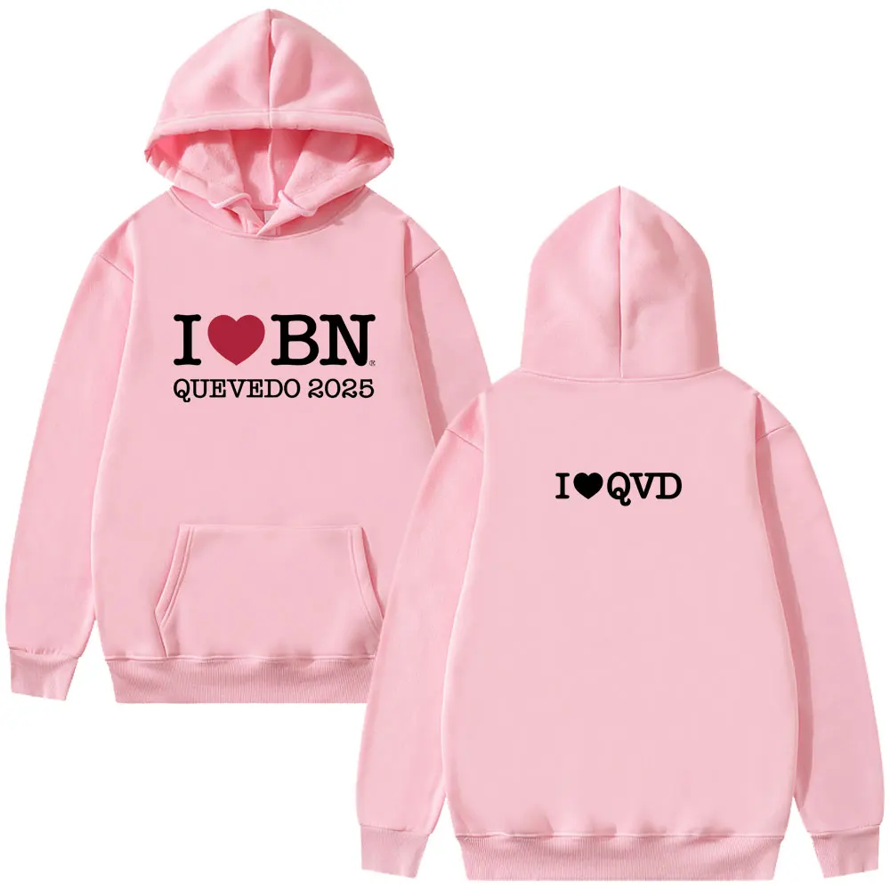 I Love Bn Quevedo 2025 Hoodie Men Women Hip Hop Fashion Pop Music Sweatshirt Men's Vintage Casual Fleece Cotton Pullover Hoodies