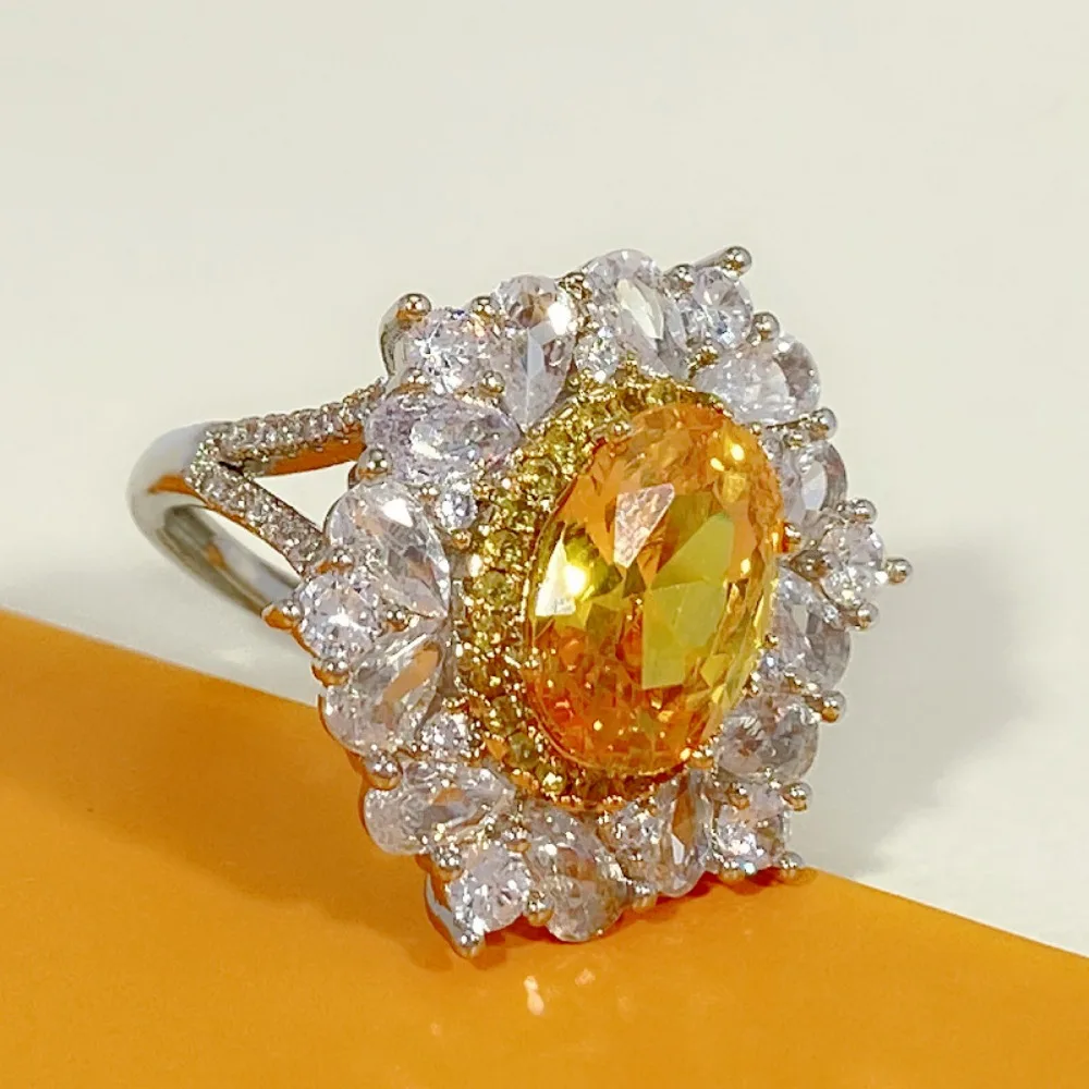 المعين الحجر الأصفر مزاجه خاتم الموضة تنوعا السبابة البنصر للنساء