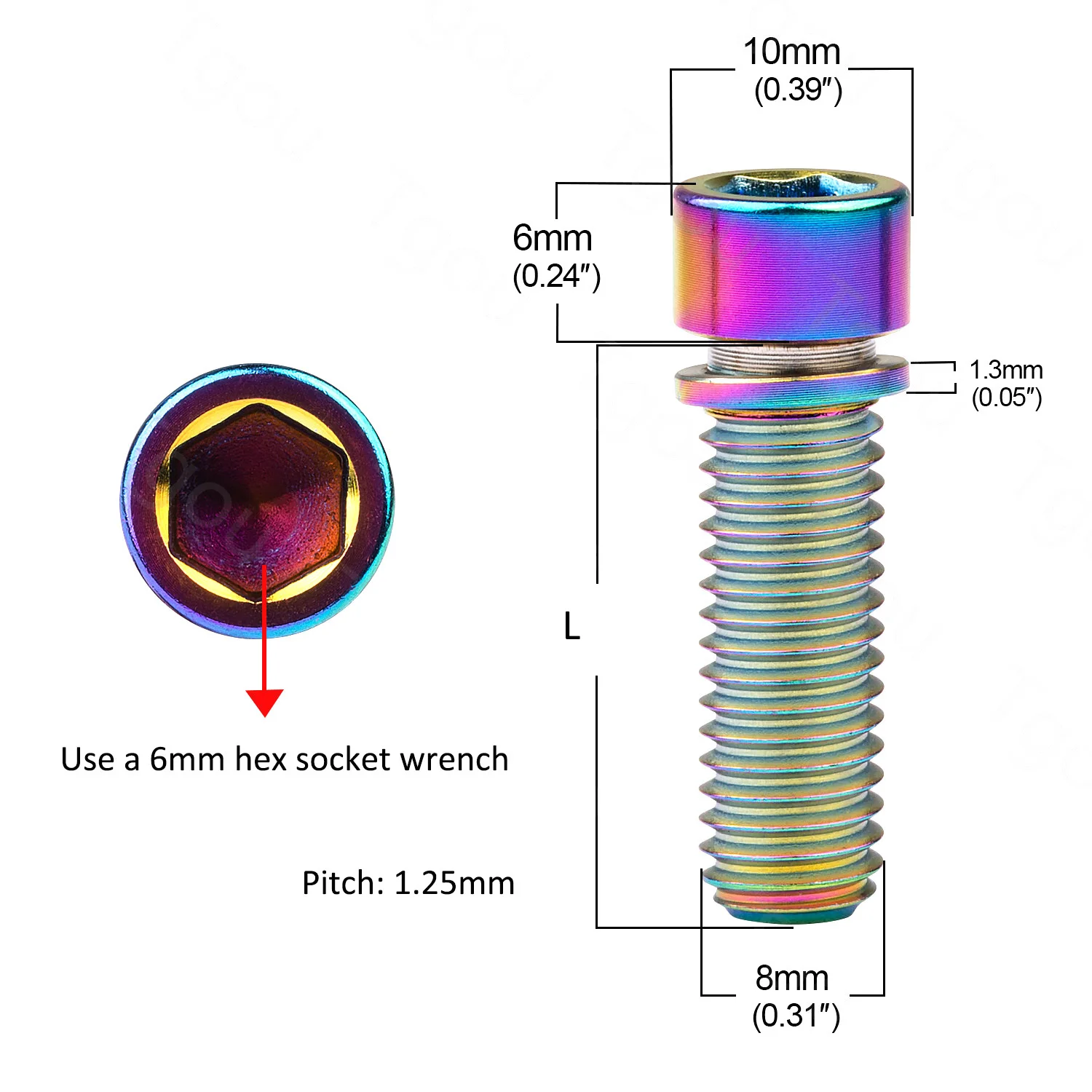 2pcs Titanium Bolts M7 M8 X20 25mm for BMX Stem Brompton Bike Handlebar Clamp Screws, Multi-Color Upgrade Fixings view 6