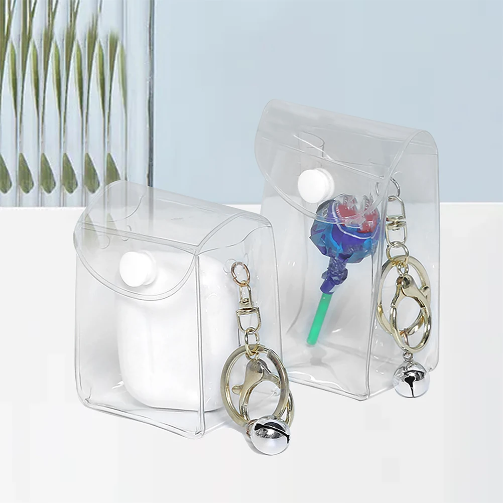 

4pcs Clear Lip Gloss Keychain Storage Pouch For Coin Purse Organizer Transparent Display Bag Dustproof