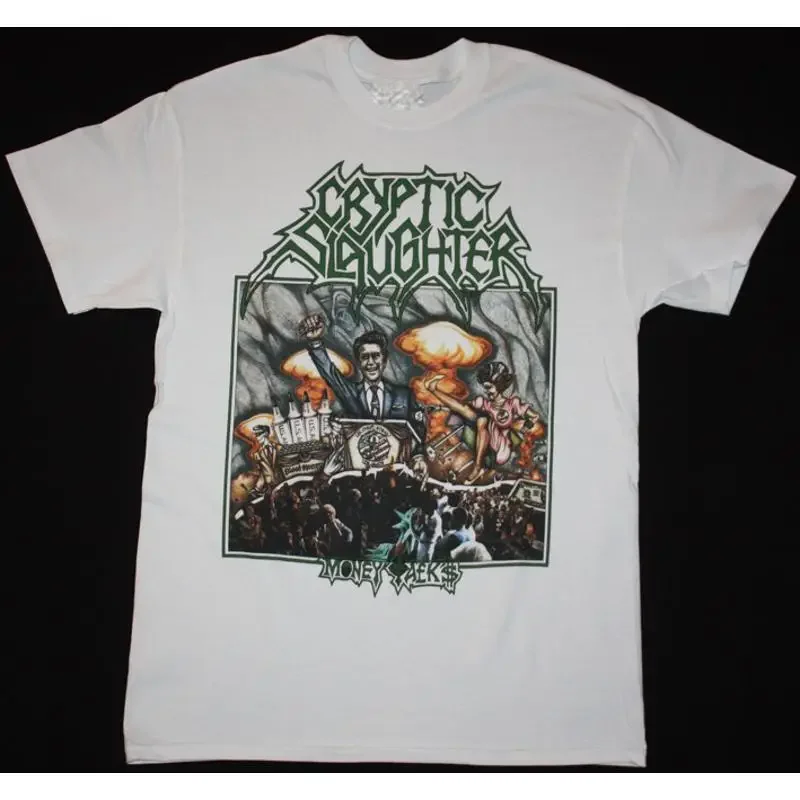 CRYPTIC SLAUGHTER Music Tour Cotton Full Size White T Shirt