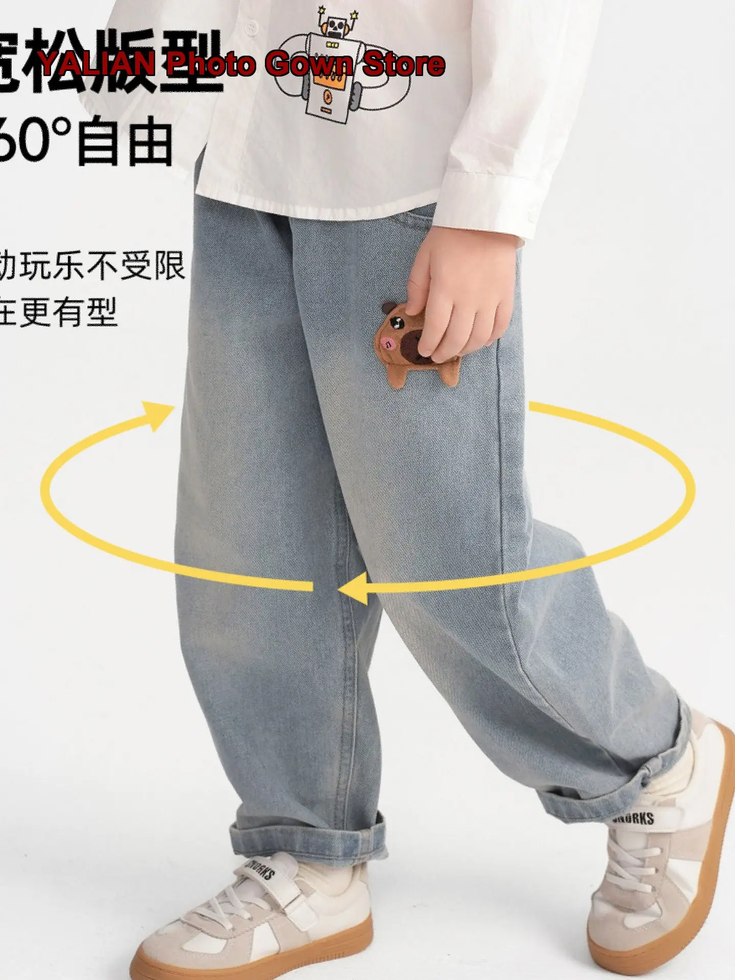 Boys Jeans Kids Autumn Washed Casual Long Pants Older Kids