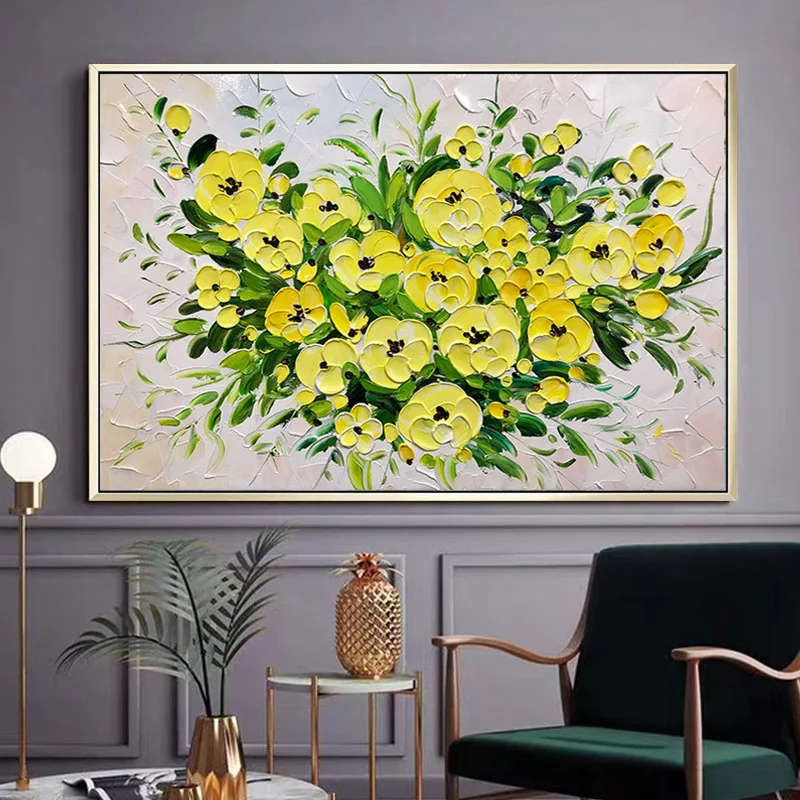 

Beautiful Flower 100% Hand Painted Oil Painting On Canvas Thick Palette Knife Painting Wall Art For Hallway Home Decor No Frame