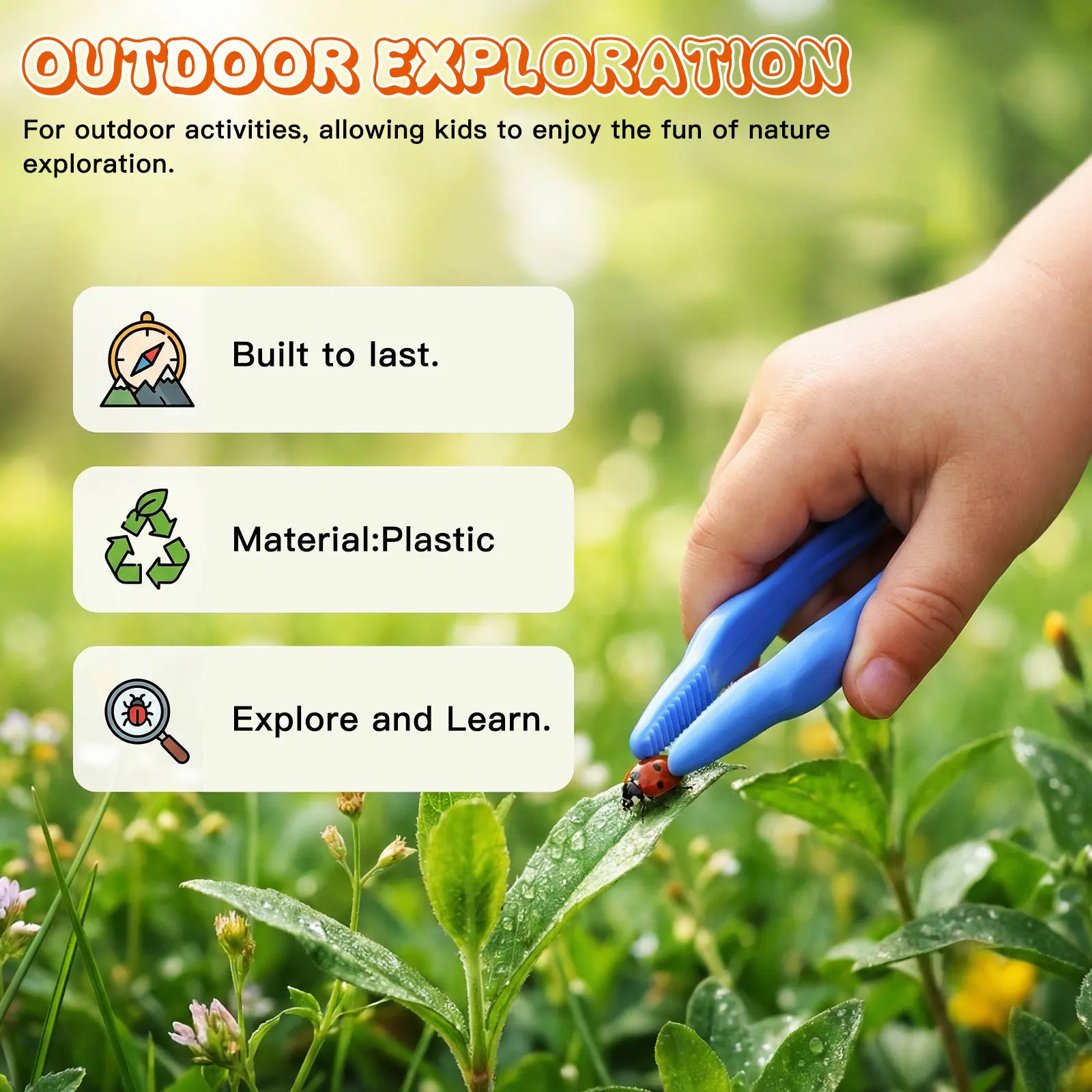 6PCS Kids Plastic Tweezers for Fine Motor Skills Training, Outdoor Exploration & Preschool Activities