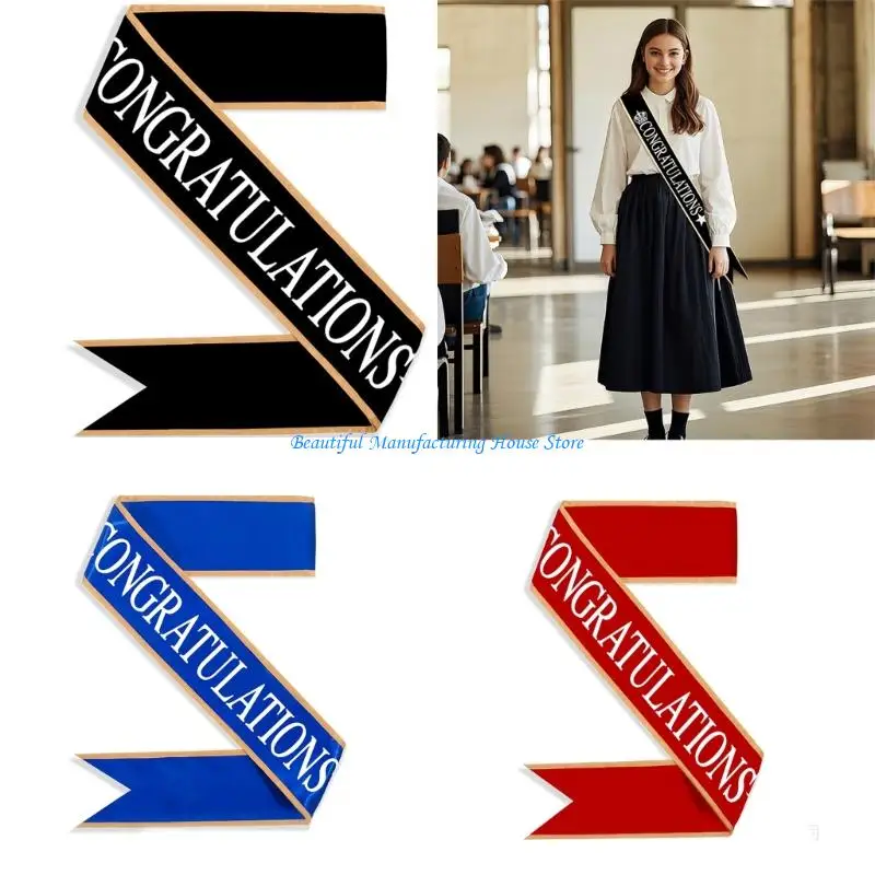 

E56A Colorful Grad Sash Valedictorian Graduate Stole Long Sash Party Decorations