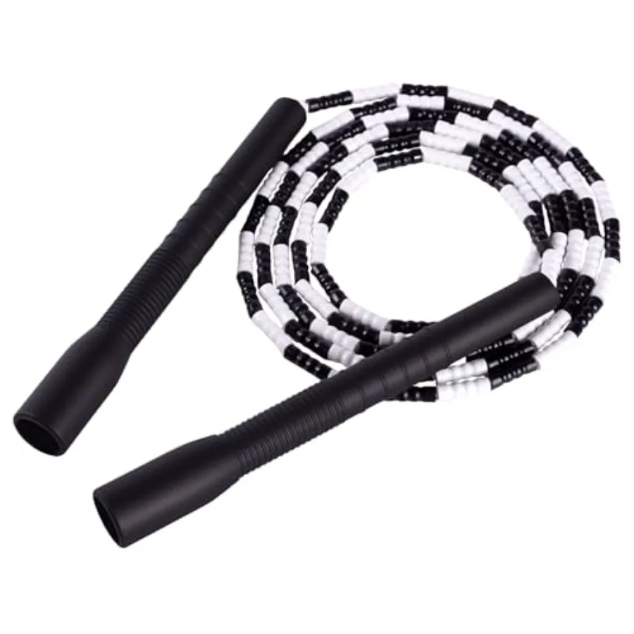 YUEDONG Soft Beaded Jump Rope - World Champion Luke Boon Recommended, Adjustable Tangle-Free, Pain-Free TPU Beads and Anti-Slip
